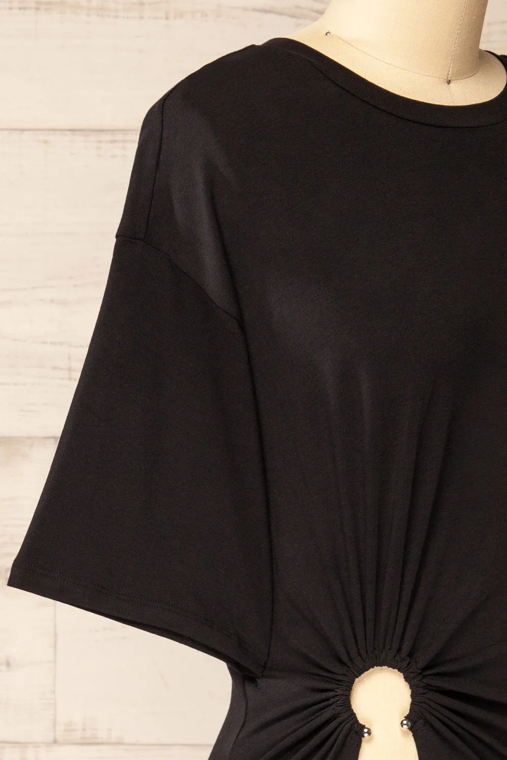 Fushun Black | Pierced T-Shirt w/ Slit