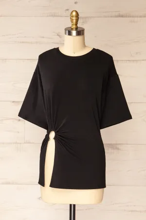 Fushun Black | Pierced T-Shirt w/ Slit