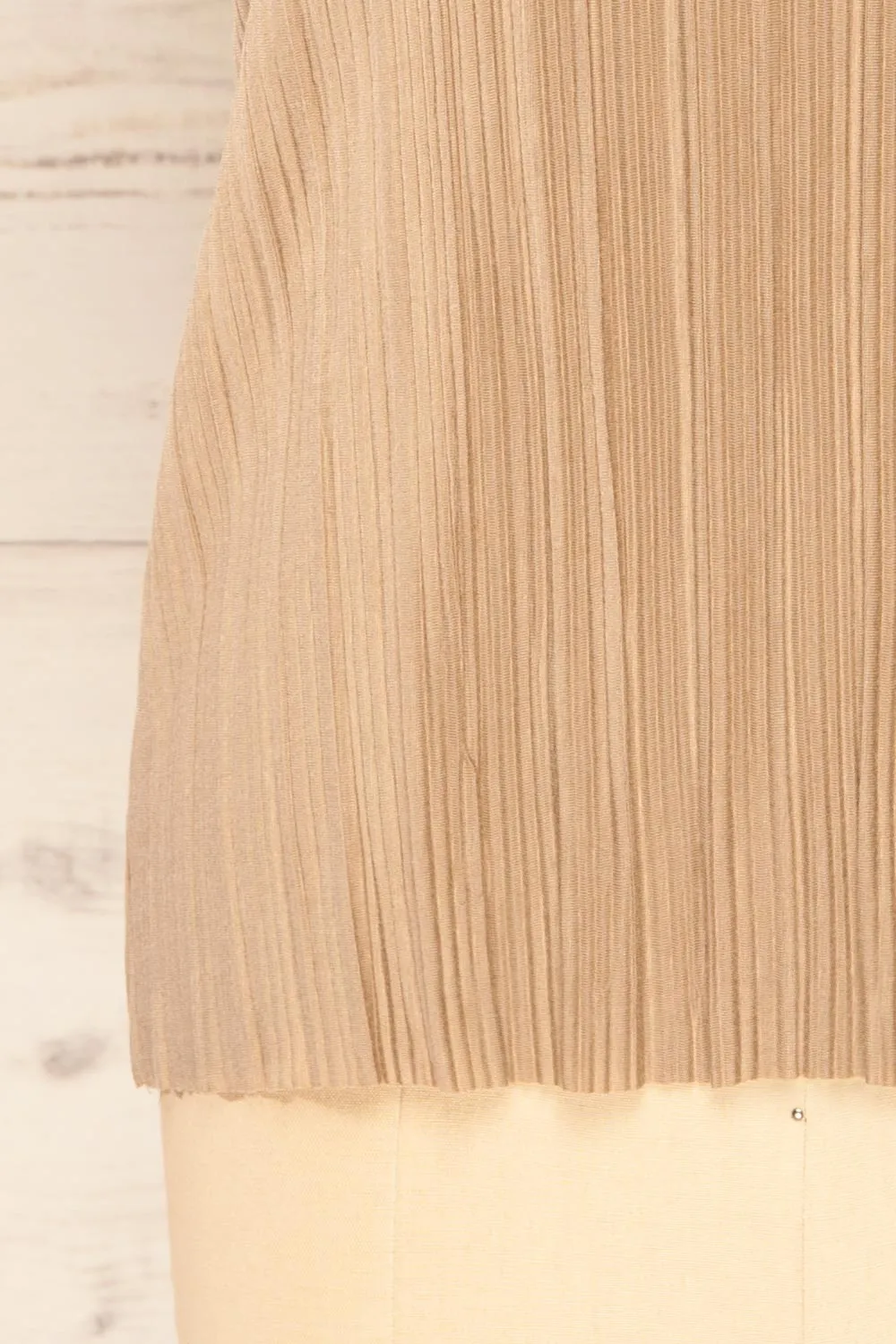 Fuyang Taupe | Sleeveless Pleated Top