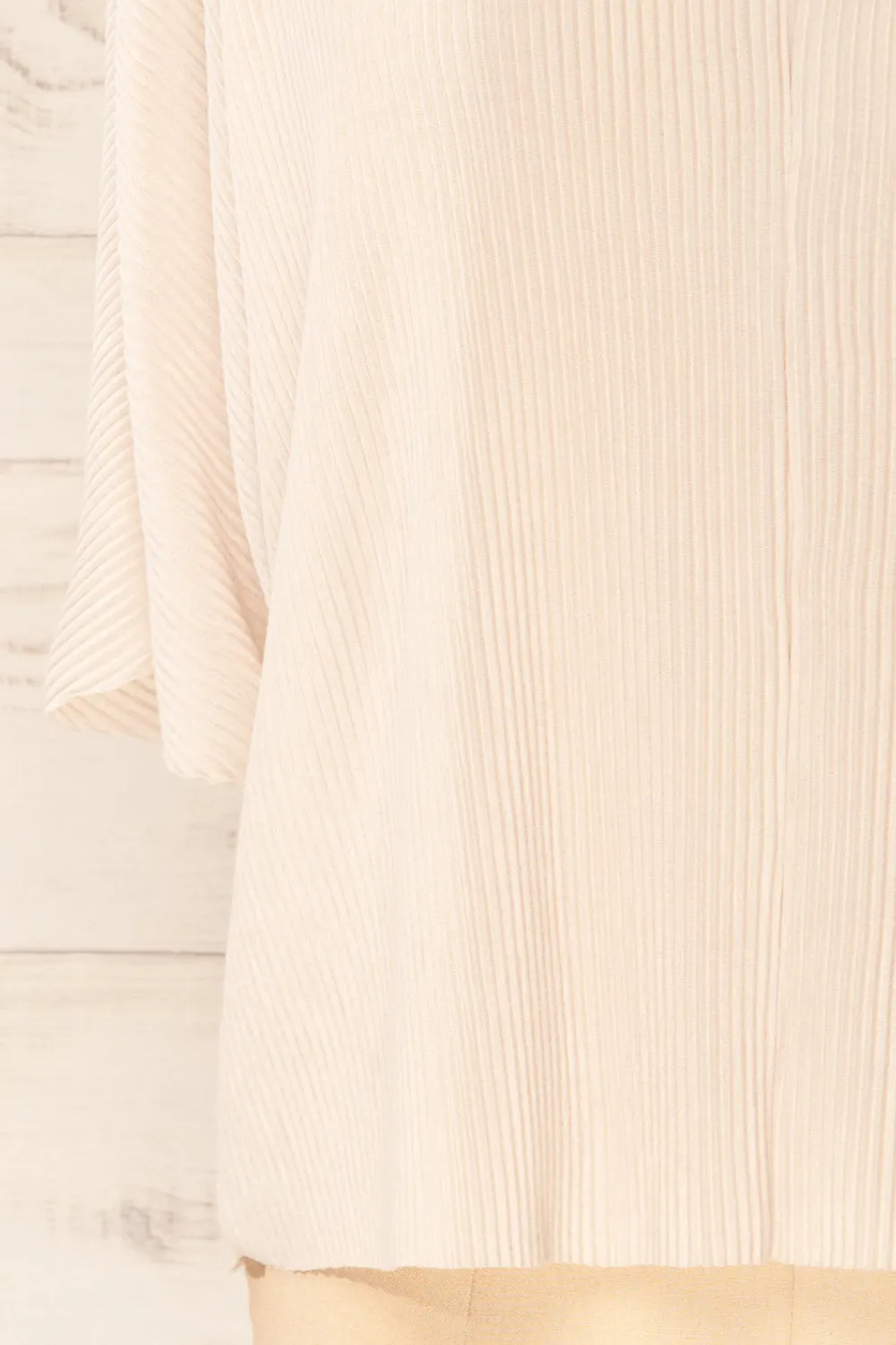 Geia Beige | Ribbed Top w/ Zipper Detail