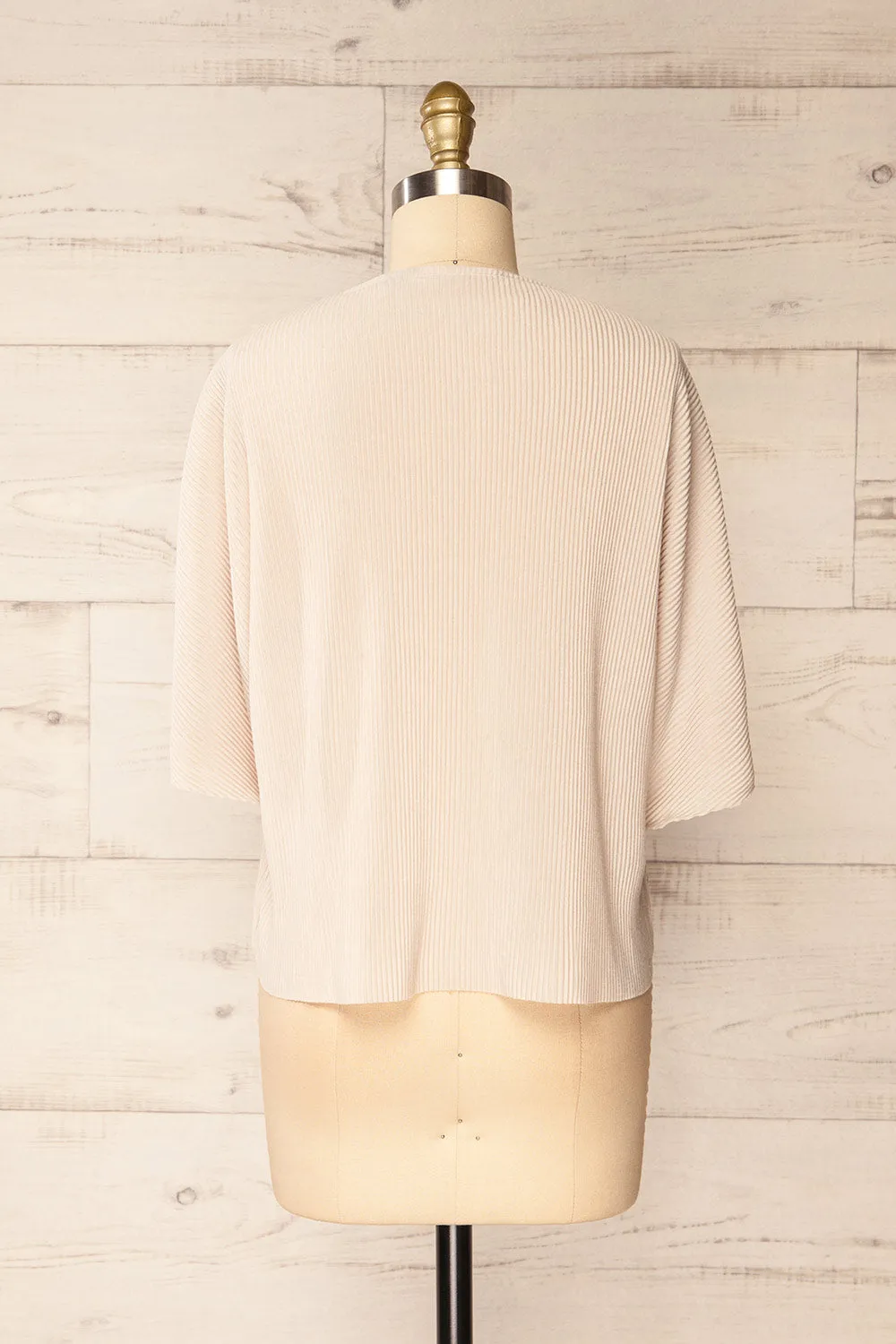 Geia Beige | Ribbed Top w/ Zipper Detail