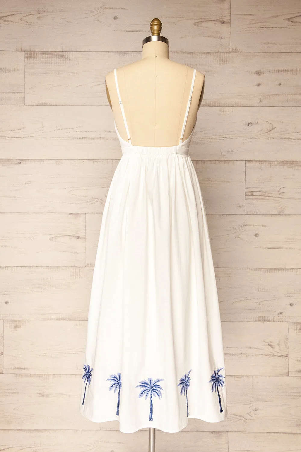 Ghunsa | White Dress w/ Palm Embroideries