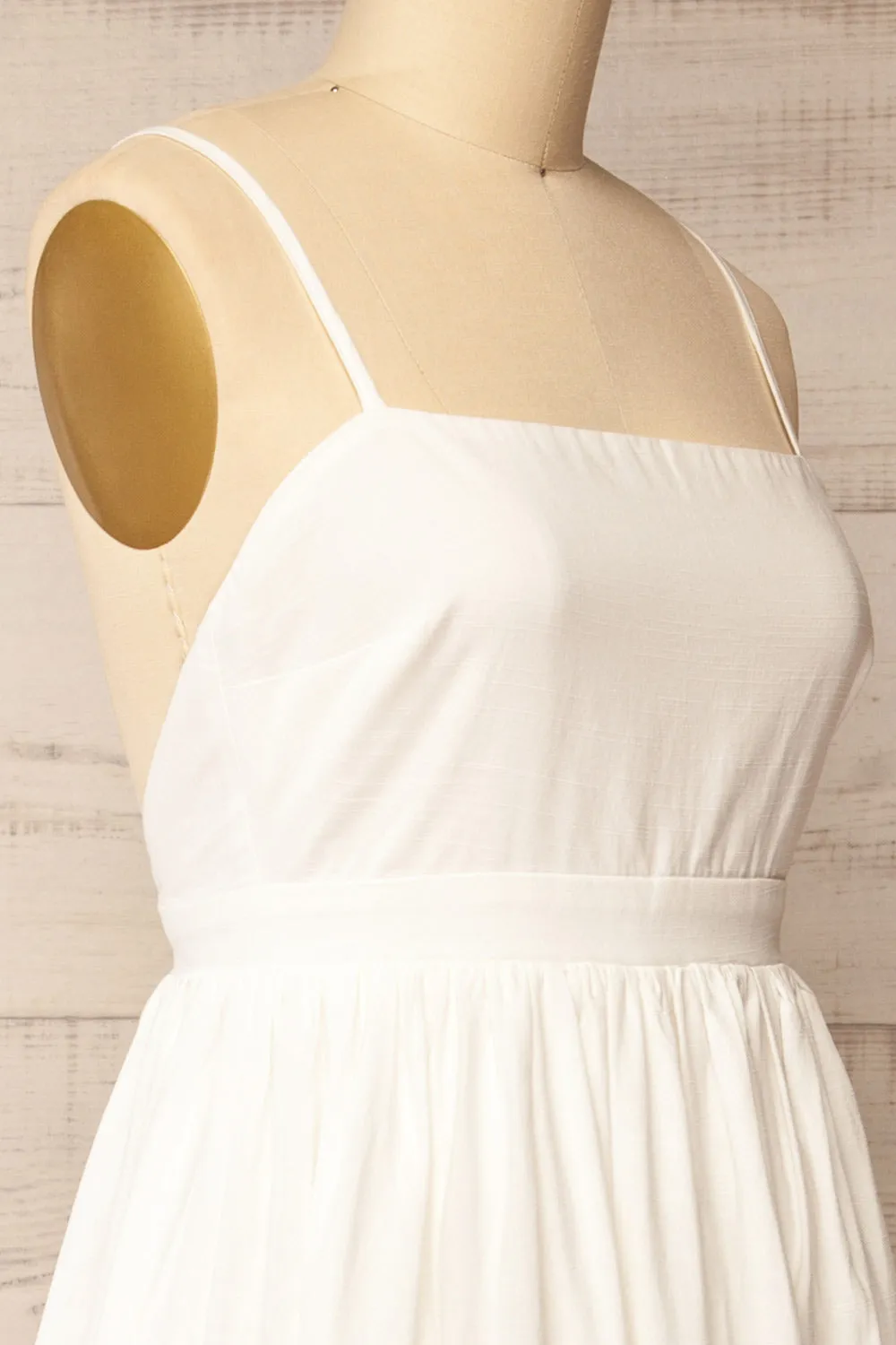 Ghunsa | White Dress w/ Palm Embroideries