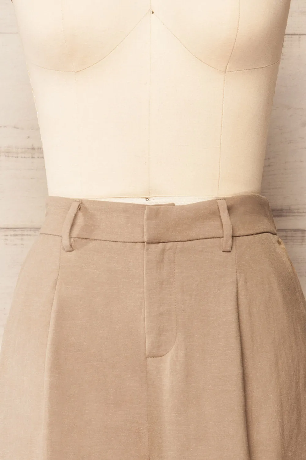Gifford | Khaki Linen Shorts w/ Elastic Waistline