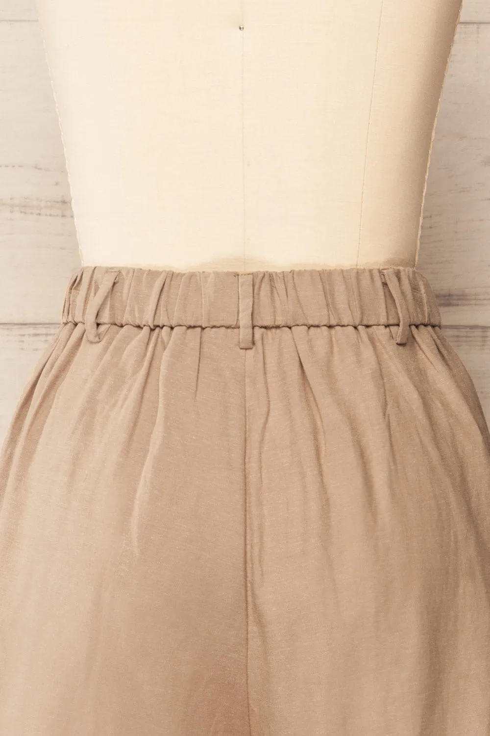 Gifford | Khaki Linen Shorts w/ Elastic Waistline