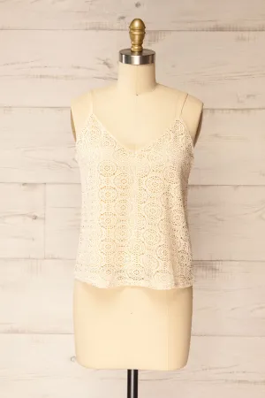 Glendora | Beige Crochet Tank Top
