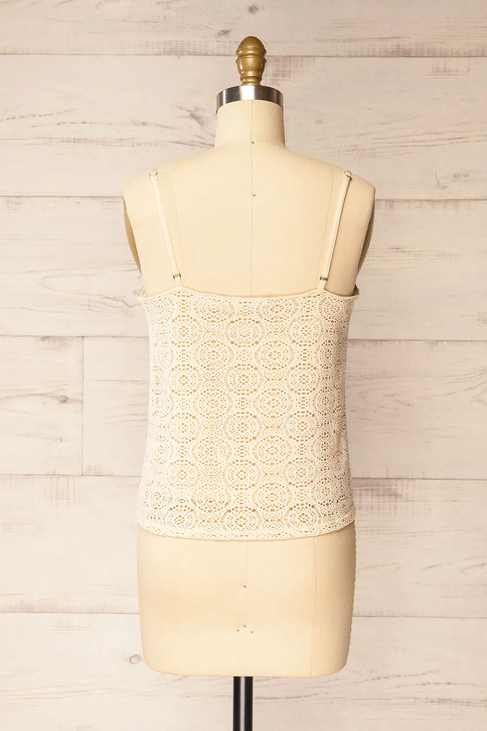 Glendora | Beige Crochet Tank Top