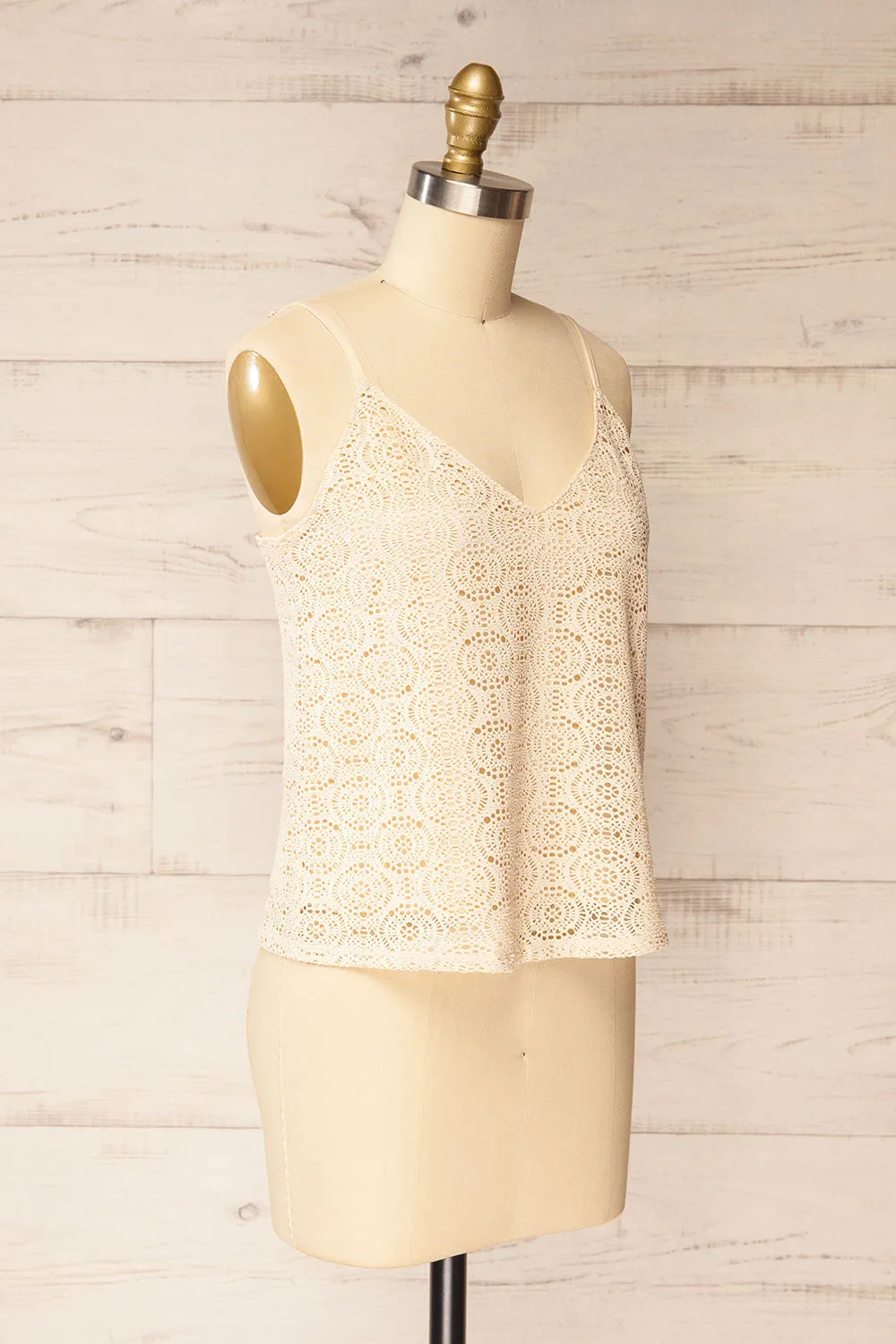 Glendora | Beige Crochet Tank Top
