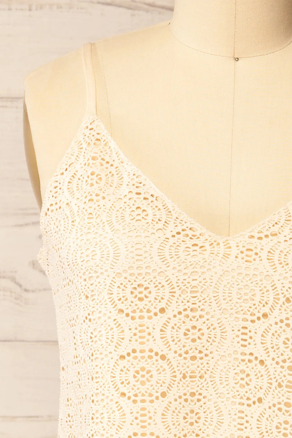 Glendora | Beige Crochet Tank Top