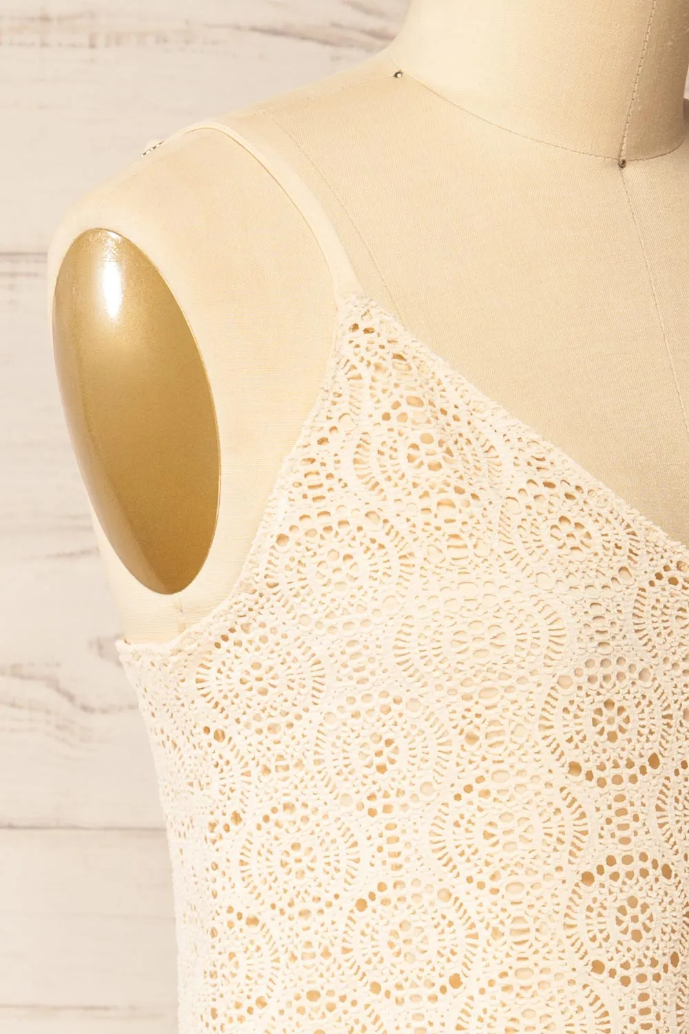 Glendora | Beige Crochet Tank Top