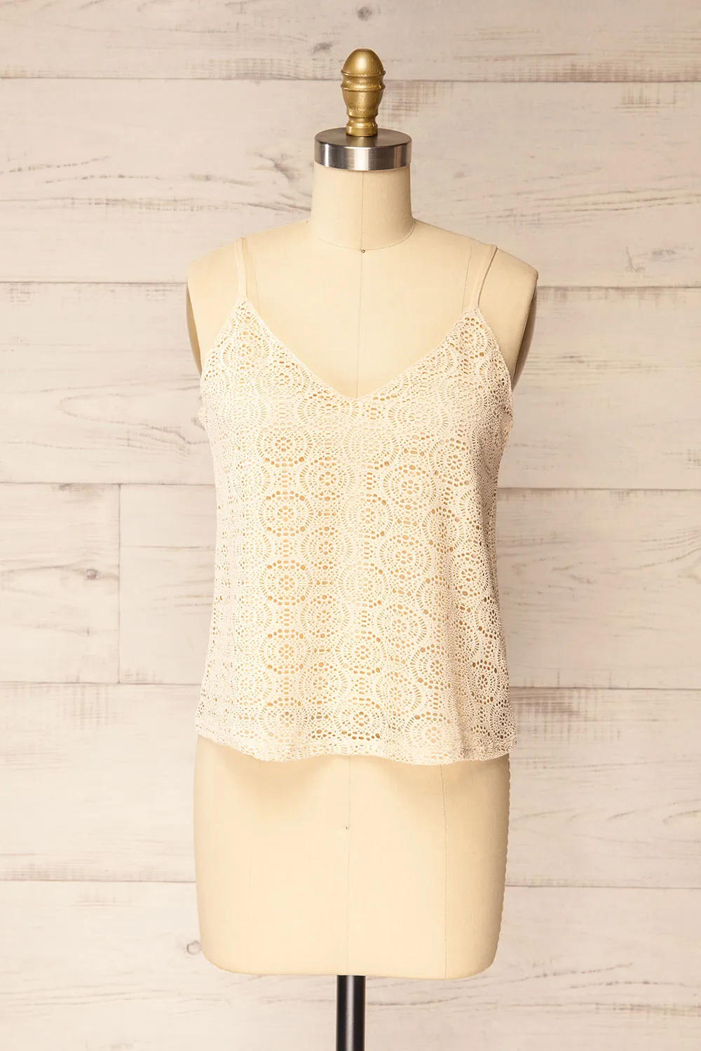 Glendora | Beige Crochet Tank Top