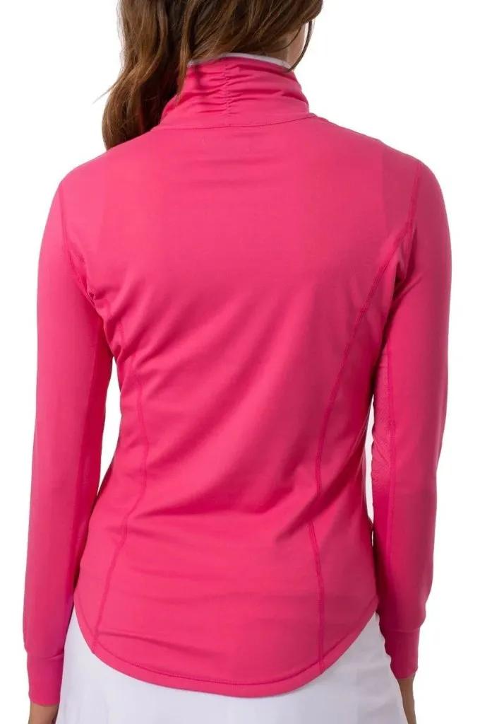 Golftini Hot Pink Contrast Quarter Zip Pullover Size L MSP$120