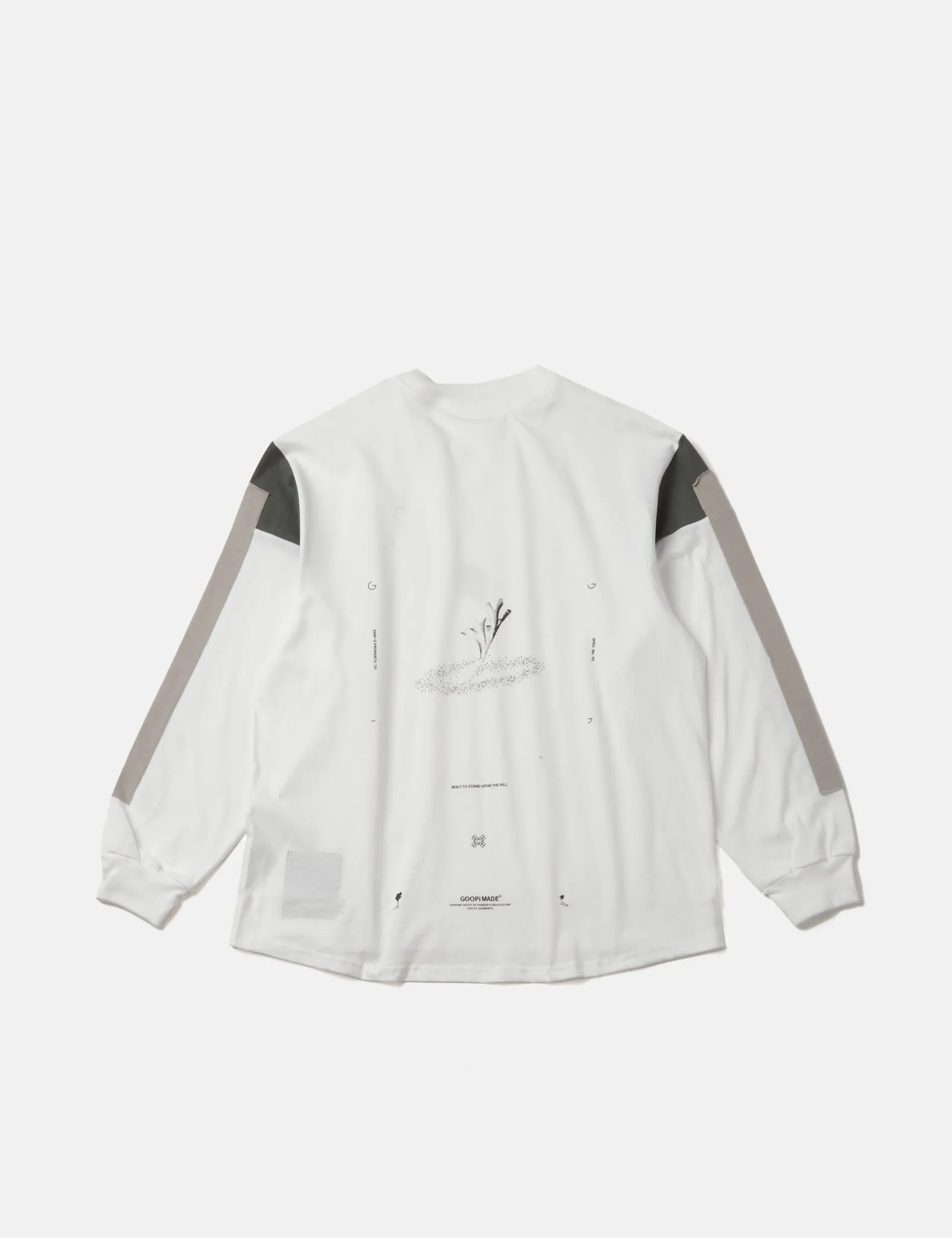 GOOPiMADE VI-G05T "Silent Fern" Long Sleeve Graphic T-Shirt - White