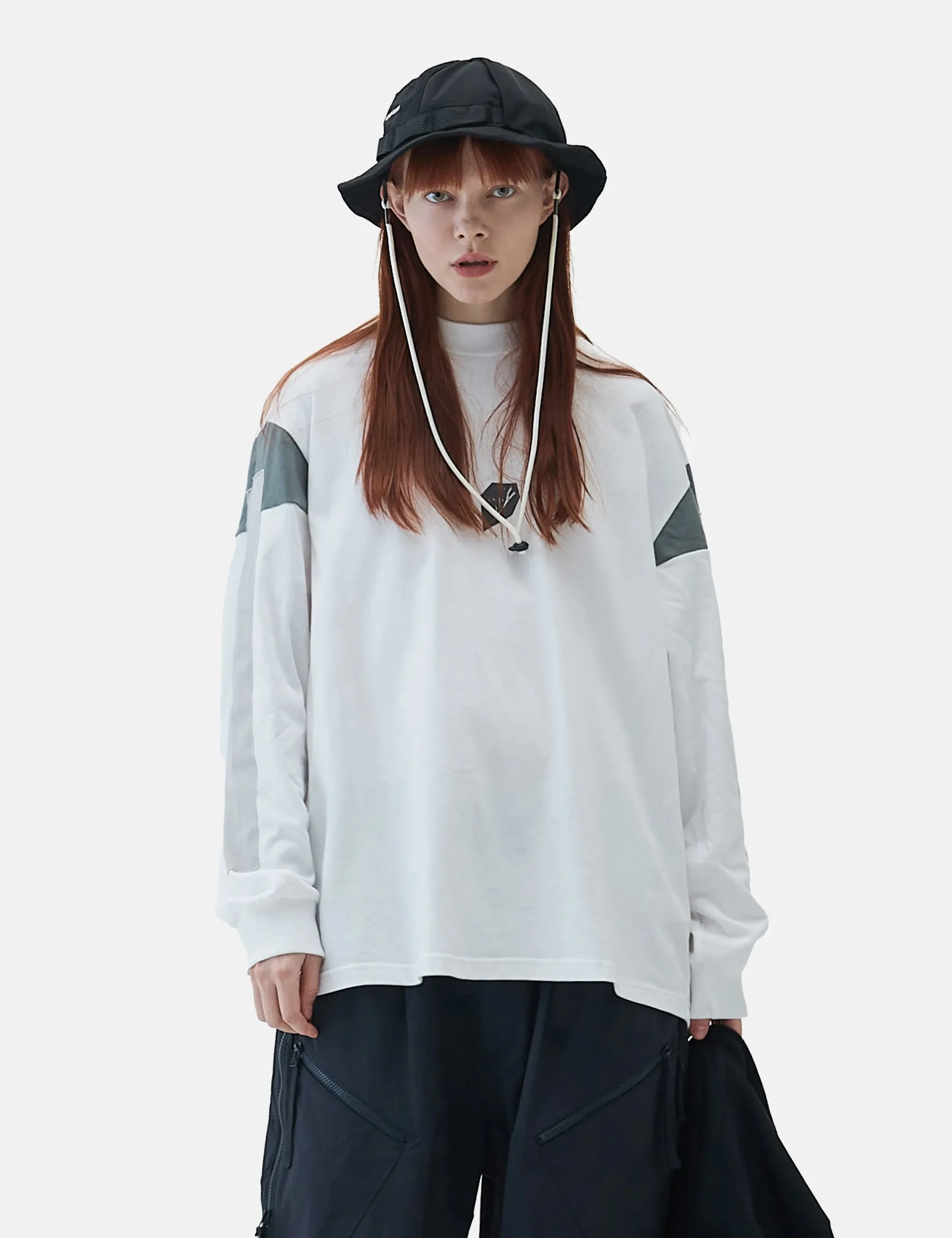 GOOPiMADE VI-G05T "Silent Fern" Long Sleeve Graphic T-Shirt - White