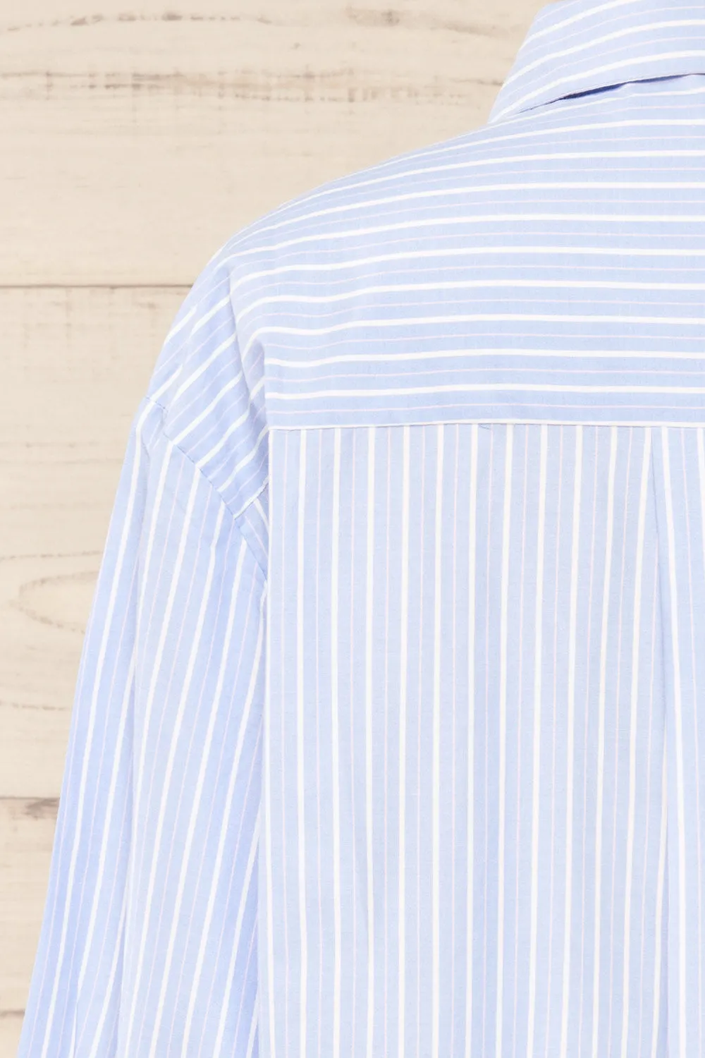 Gotham Blue | Striped Cropped Shirt w/ Asymmetrical Pockets