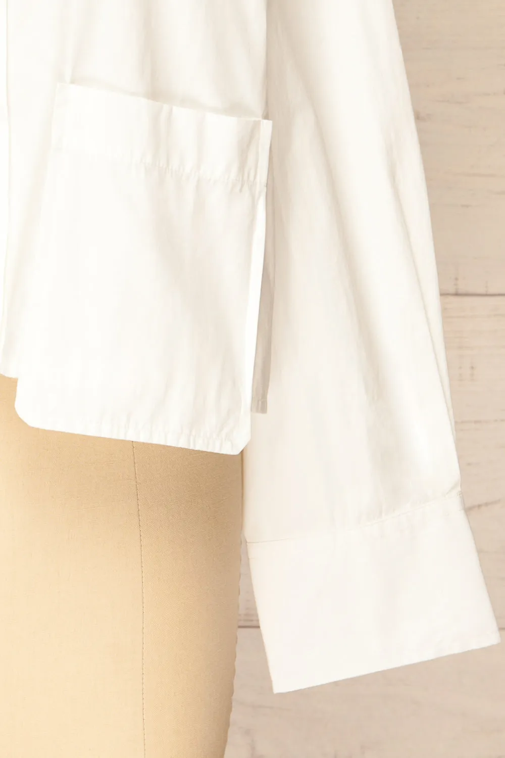 Gotham White | Cropped Shirt w/ Asymmetrical Pockets