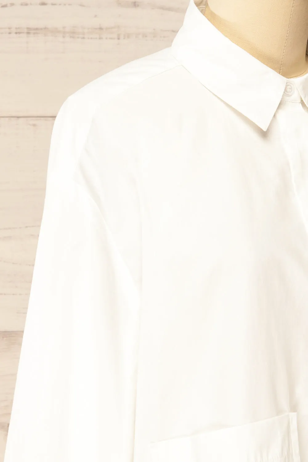 Gotham White | Cropped Shirt w/ Asymmetrical Pockets
