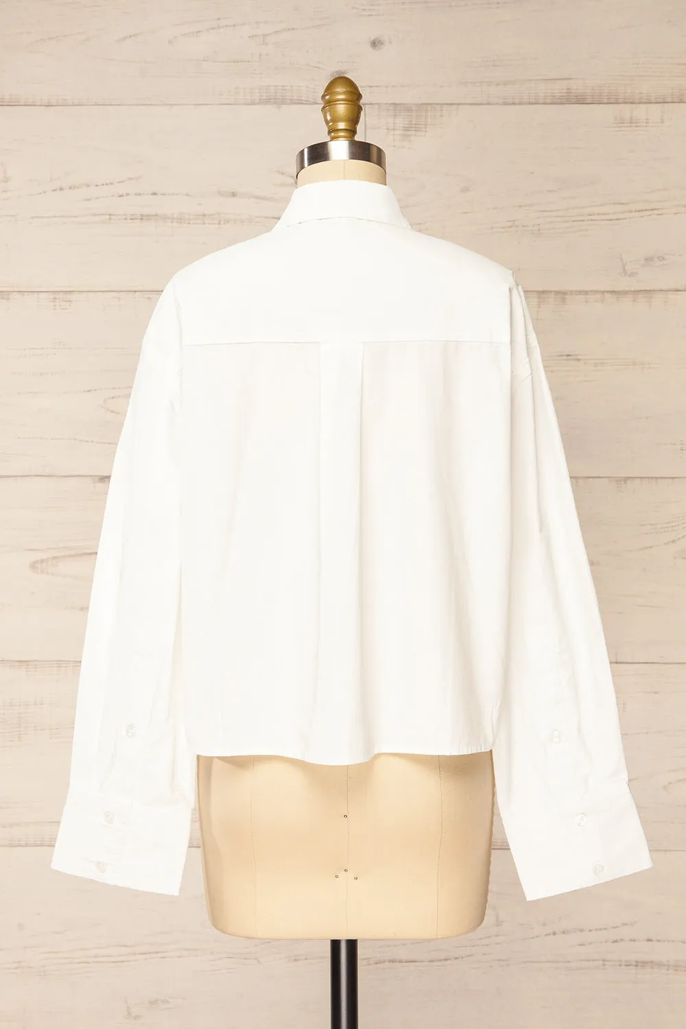 Gotham White | Cropped Shirt w/ Asymmetrical Pockets