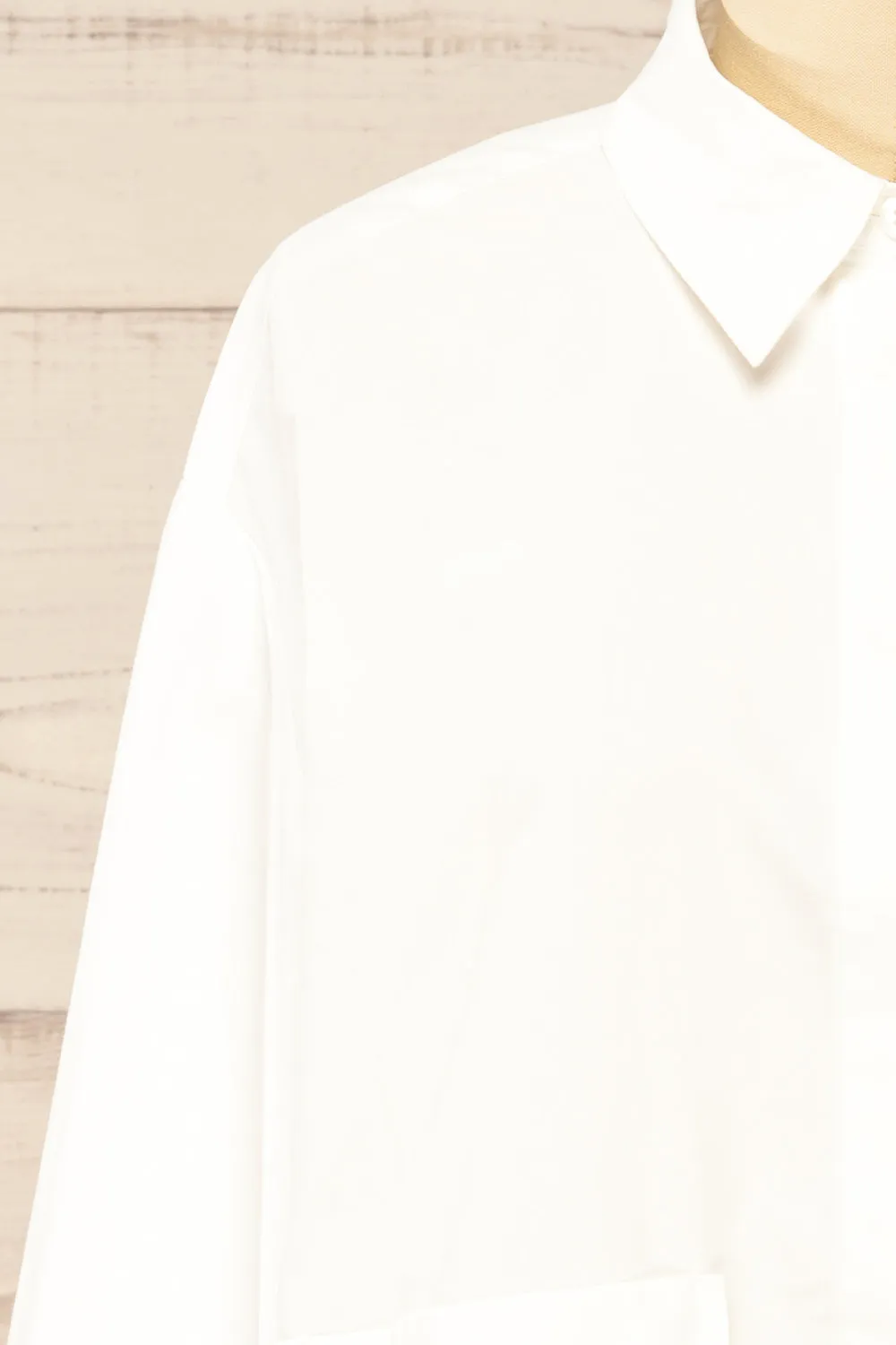 Gotham White | Cropped Shirt w/ Asymmetrical Pockets