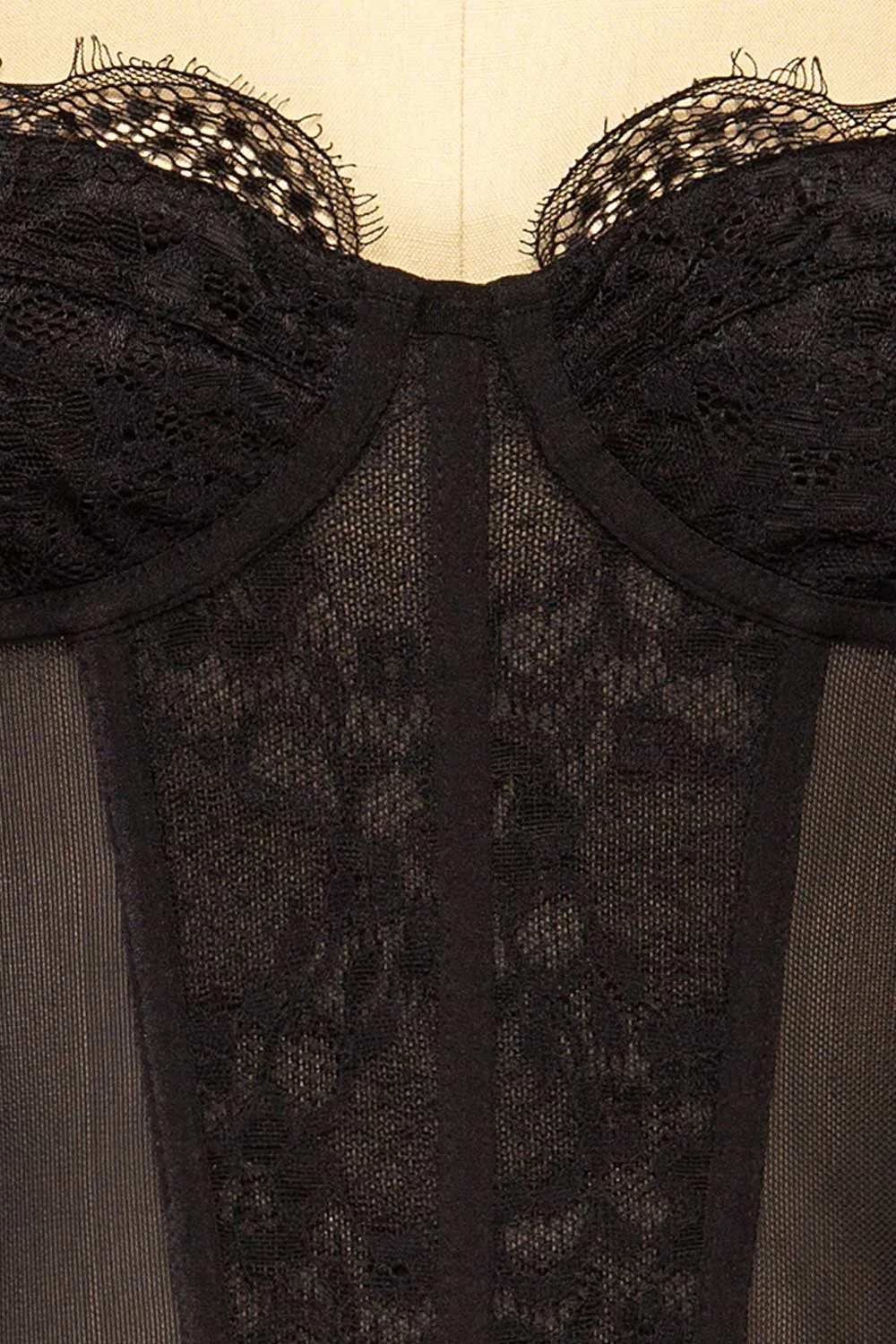 Gravelines | Black Lace Bustier Top