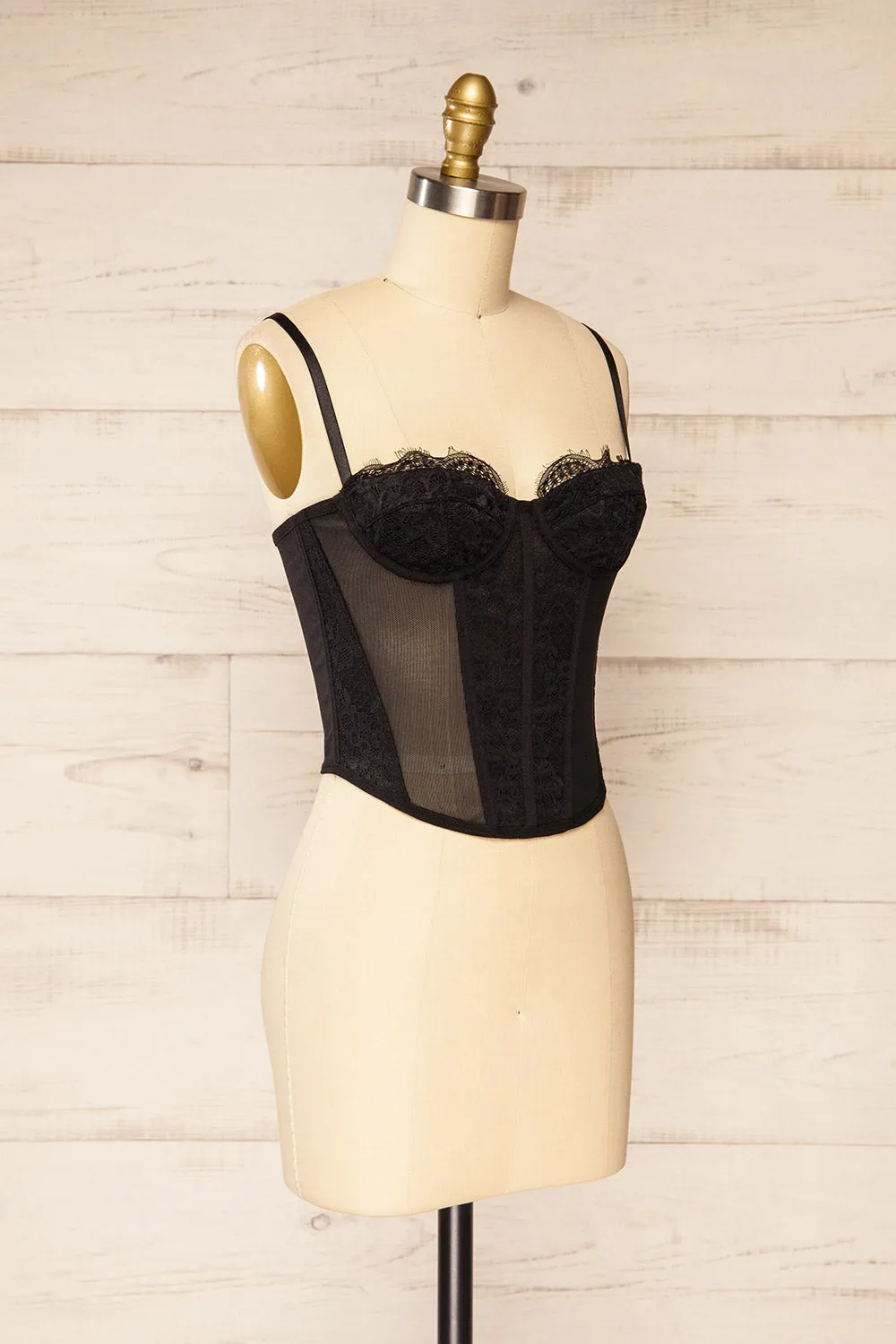 Gravelines | Black Lace Bustier Top