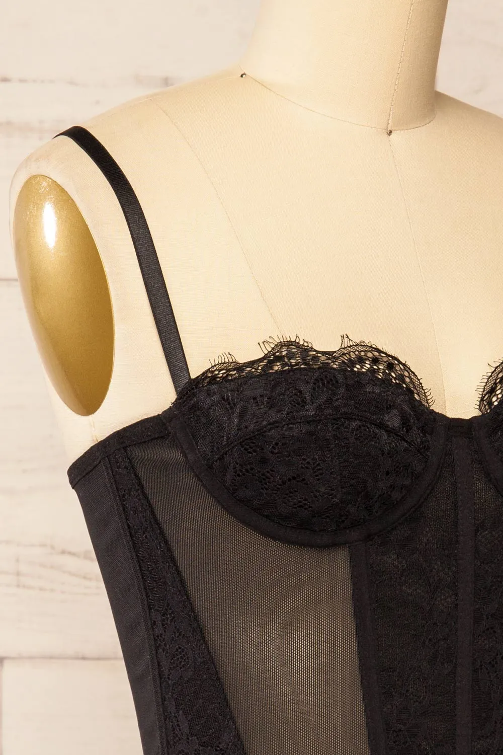 Gravelines | Black Lace Bustier Top