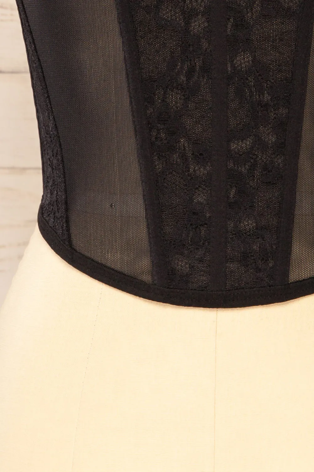Gravelines | Black Lace Bustier Top