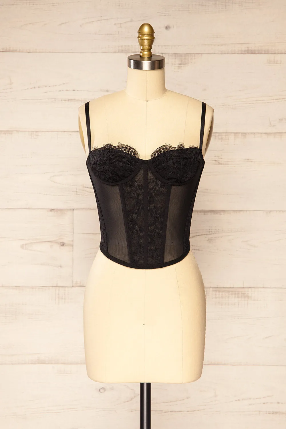 Gravelines | Black Lace Bustier Top