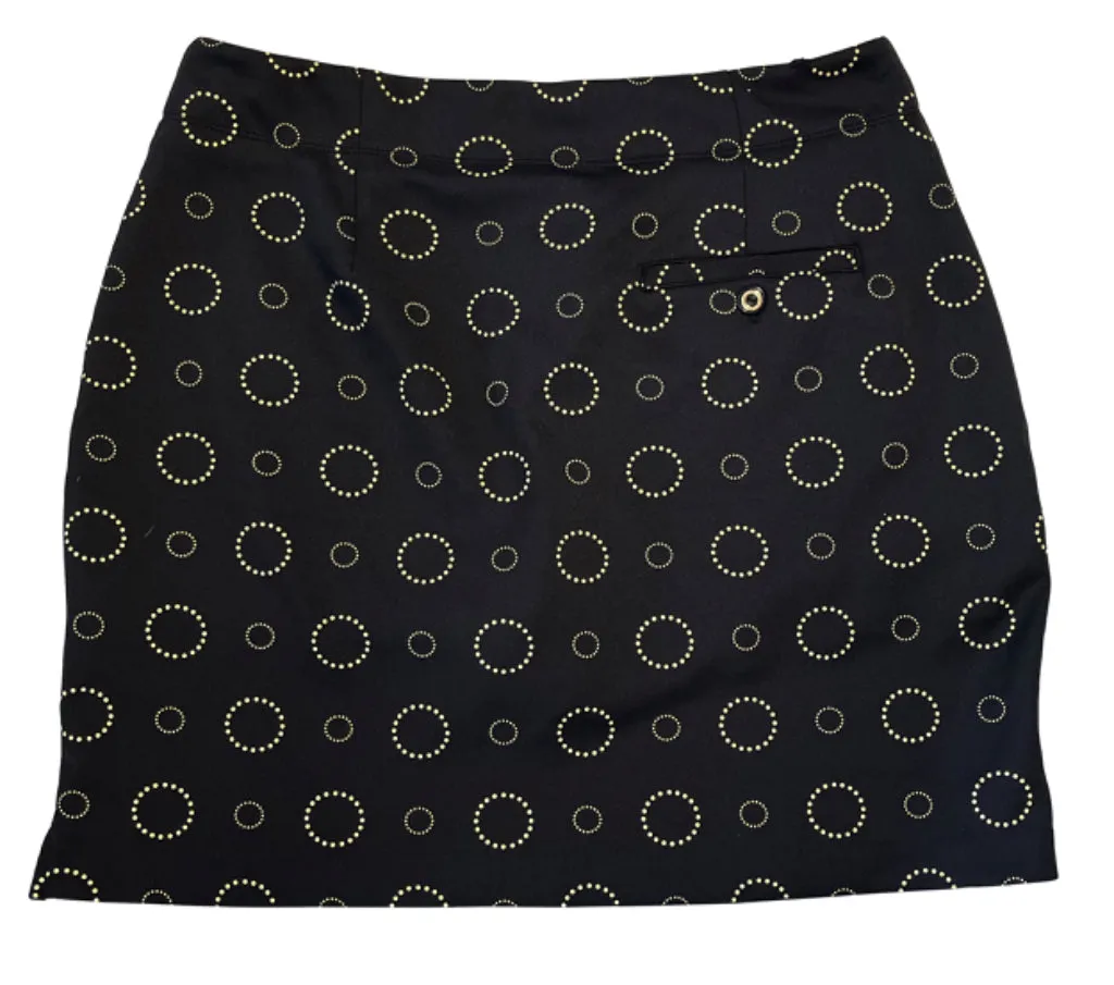 Greg Norman Black Pull-On Golf Skort w/Gold Circles Size S MSP$90