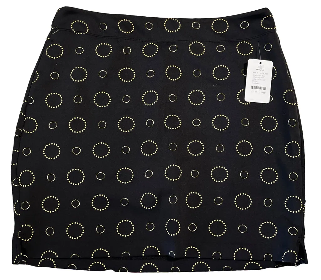 Greg Norman Black Pull-On Golf Skort w/Gold Circles Size S MSP$90