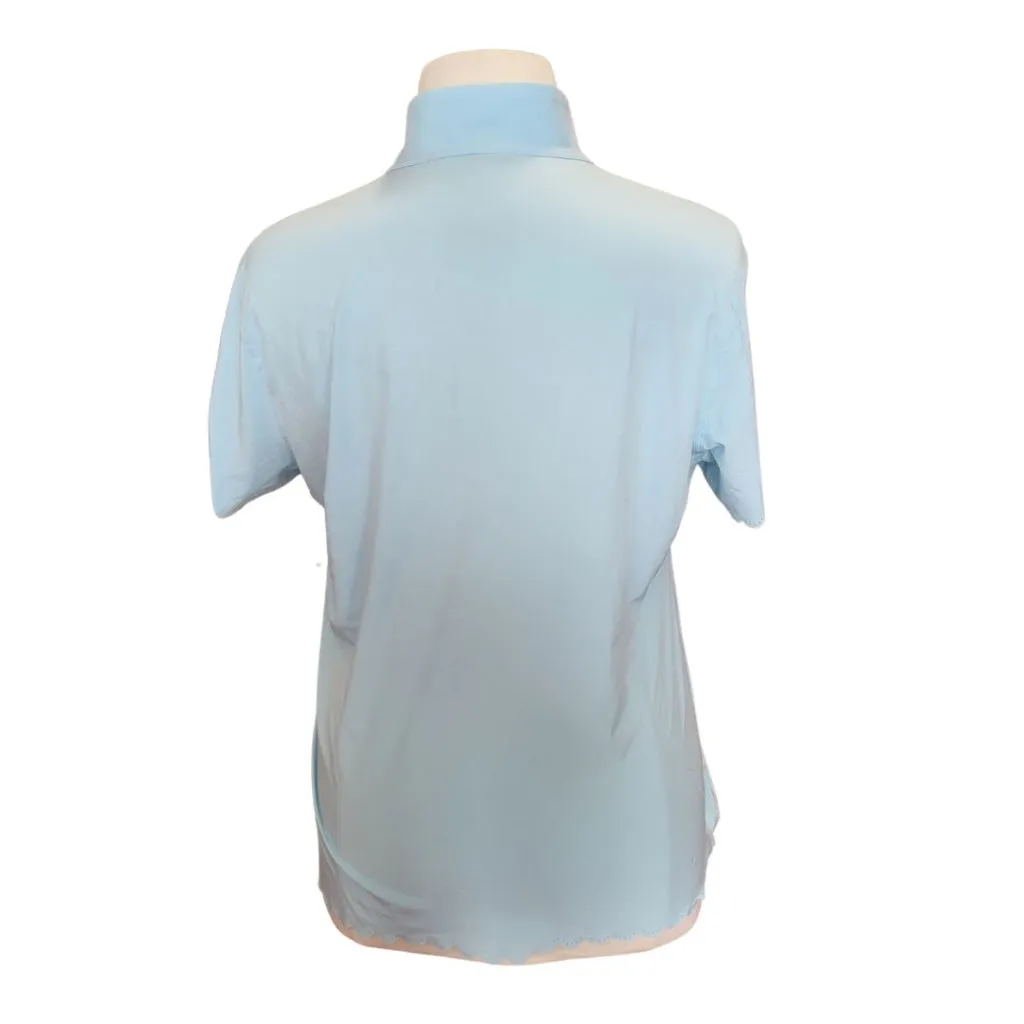 Greg Norman Powder Blue Laser Cut 1/2 Zip Mock Golf Polo w/ Logo Size XL MSP$70