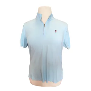Greg Norman Powder Blue Laser Cut 1/2 Zip Mock Golf Polo w/ Logo Size XL MSP$70