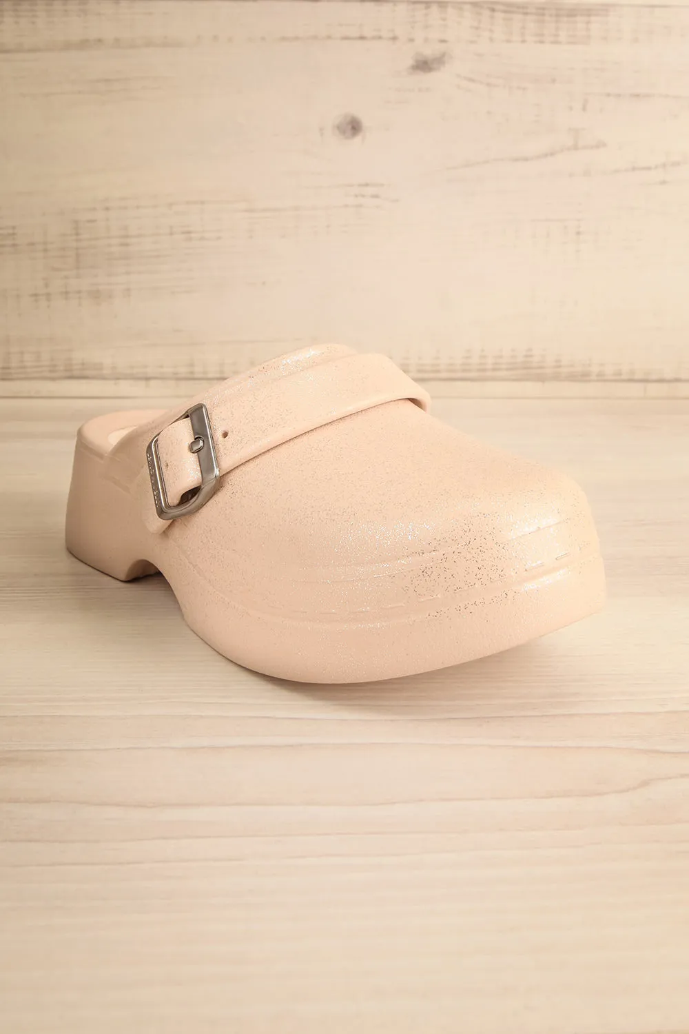 Guillington | Sparkly Beige Vegan Mules
