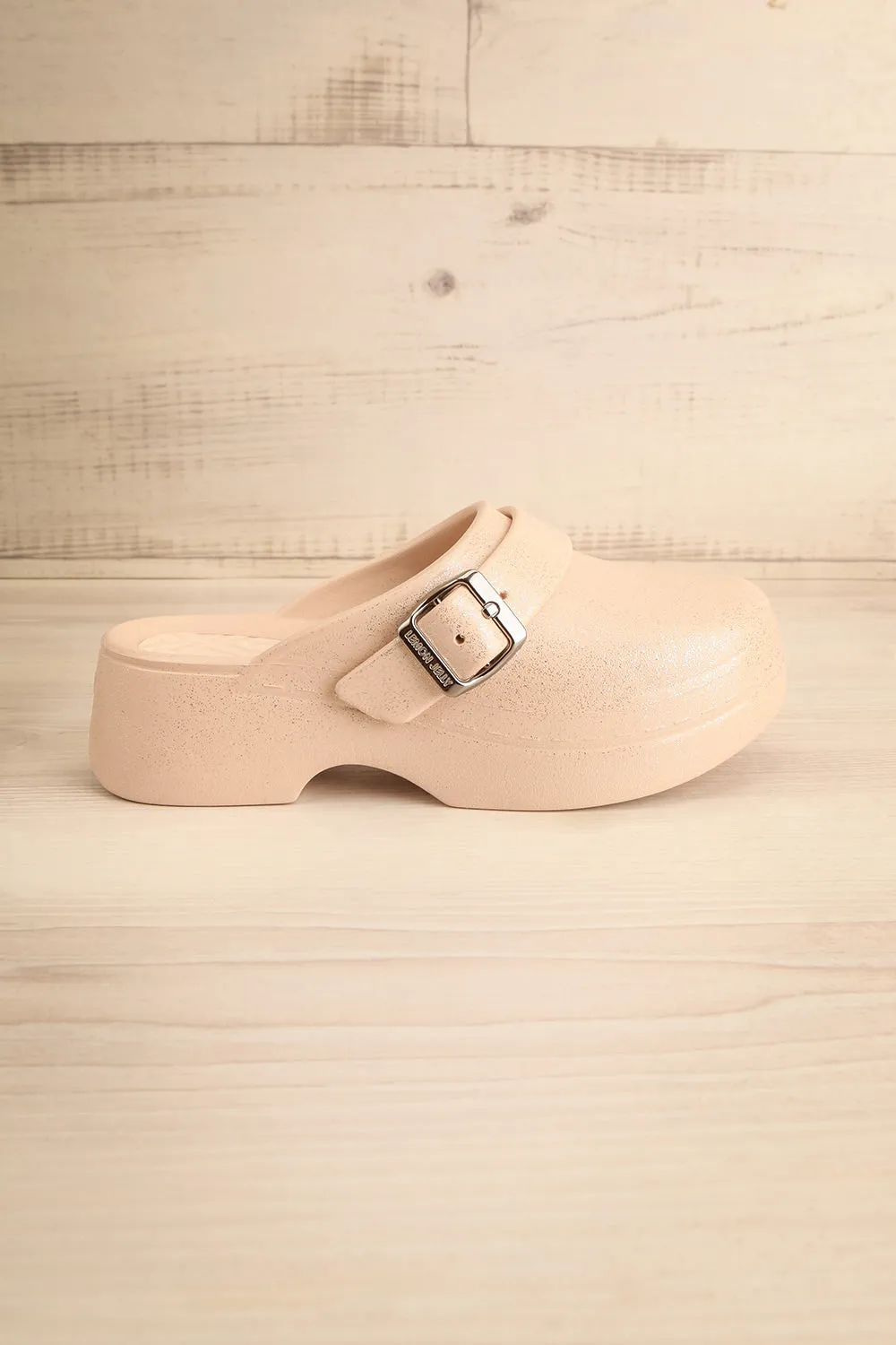 Guillington | Sparkly Beige Vegan Mules