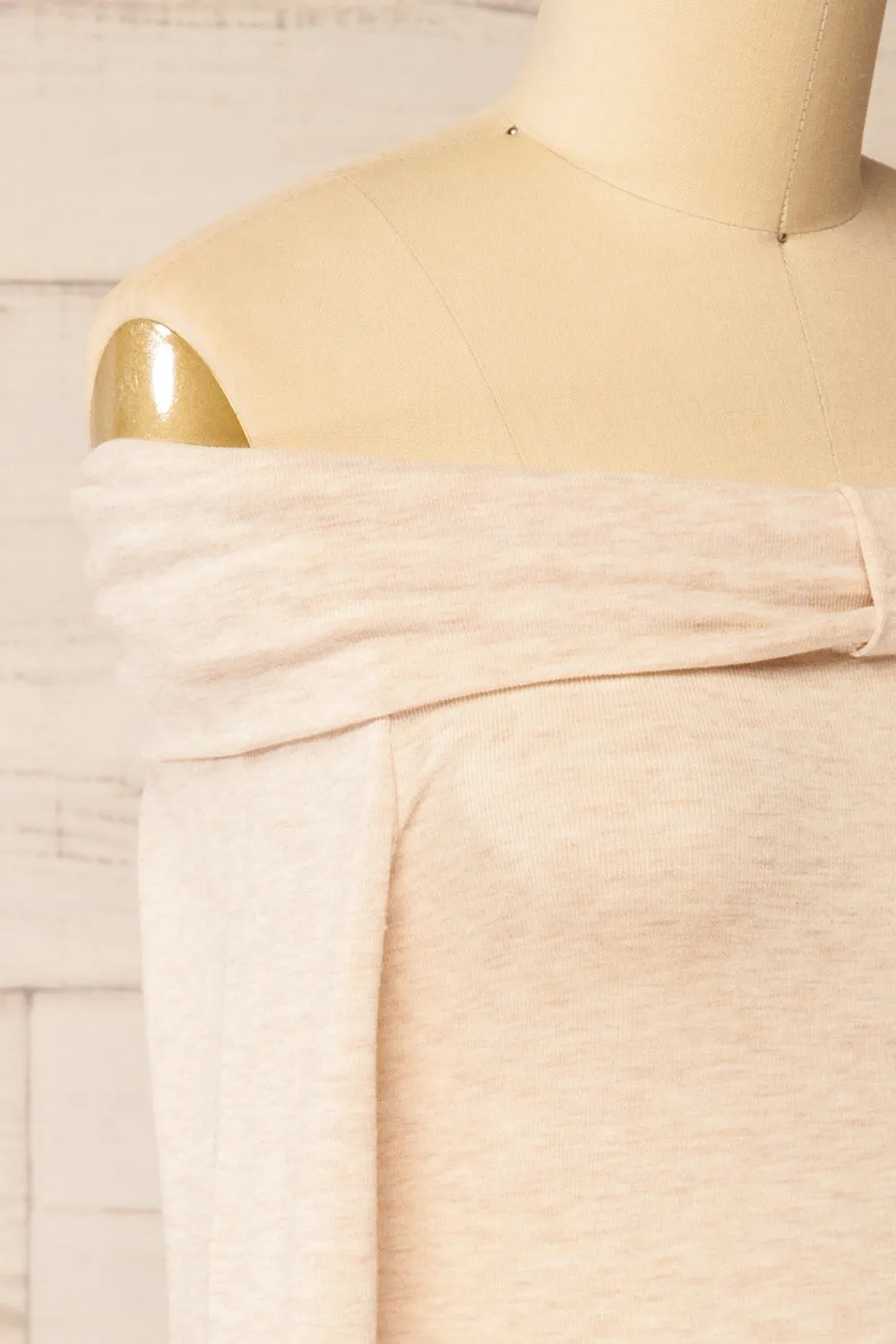 Haeju Beige | Off-Shoulder Top w/ Bow