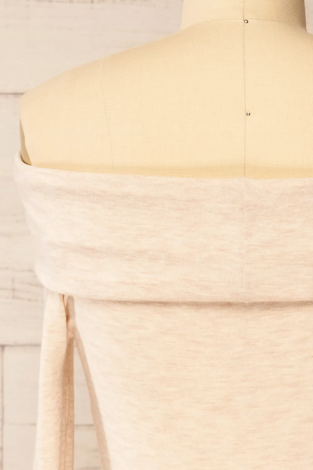 Haeju Beige | Off-Shoulder Top w/ Bow