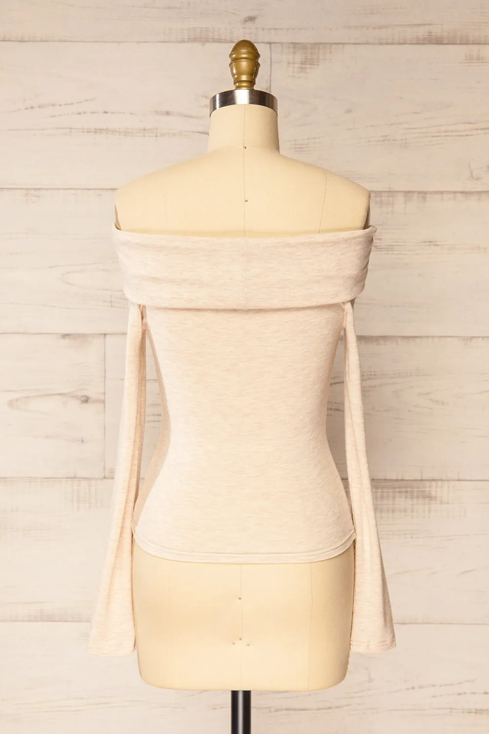Haeju Beige | Off-Shoulder Top w/ Bow