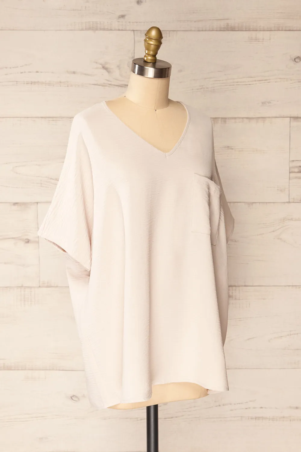Haifa Beige | Oversized Short Batwing Sleeve Top