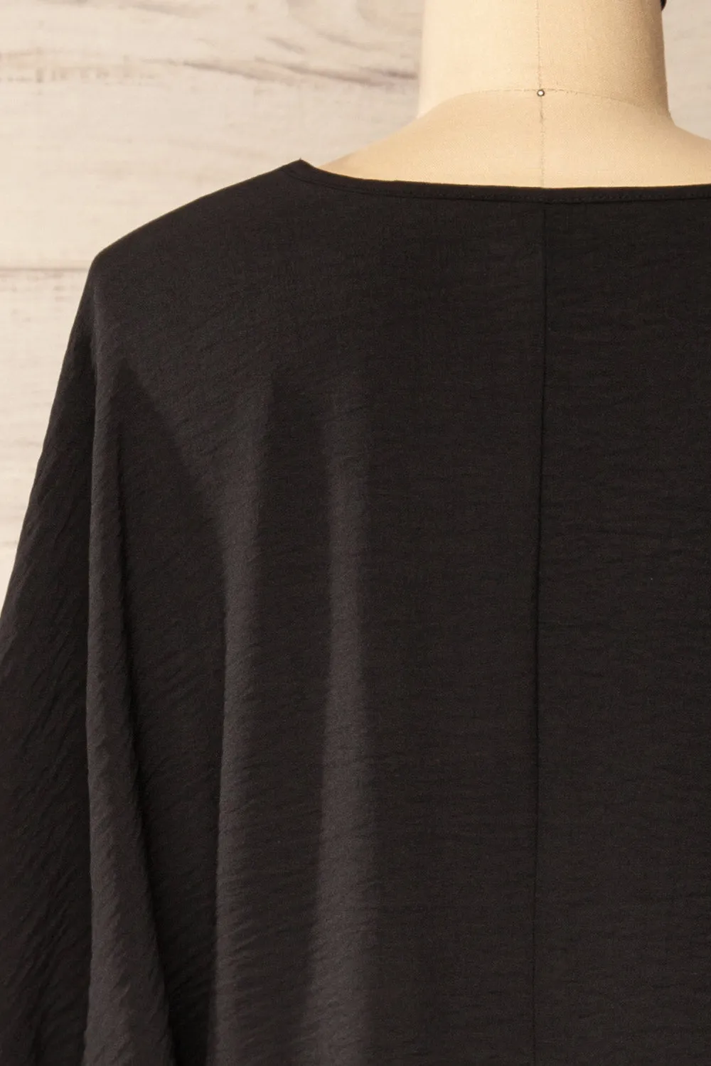 Haifa Black | Oversized Short Batwing Sleeve Top
