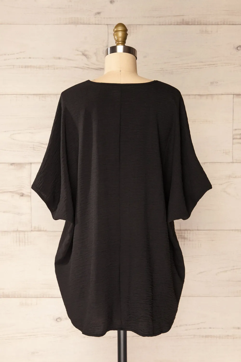 Haifa Black | Oversized Short Batwing Sleeve Top