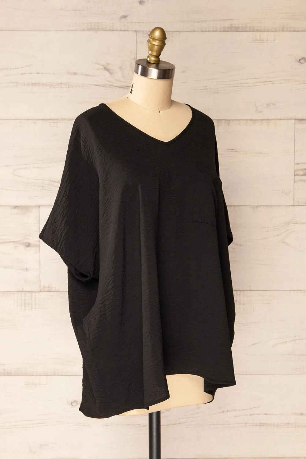 Haifa Black | Oversized Short Batwing Sleeve Top