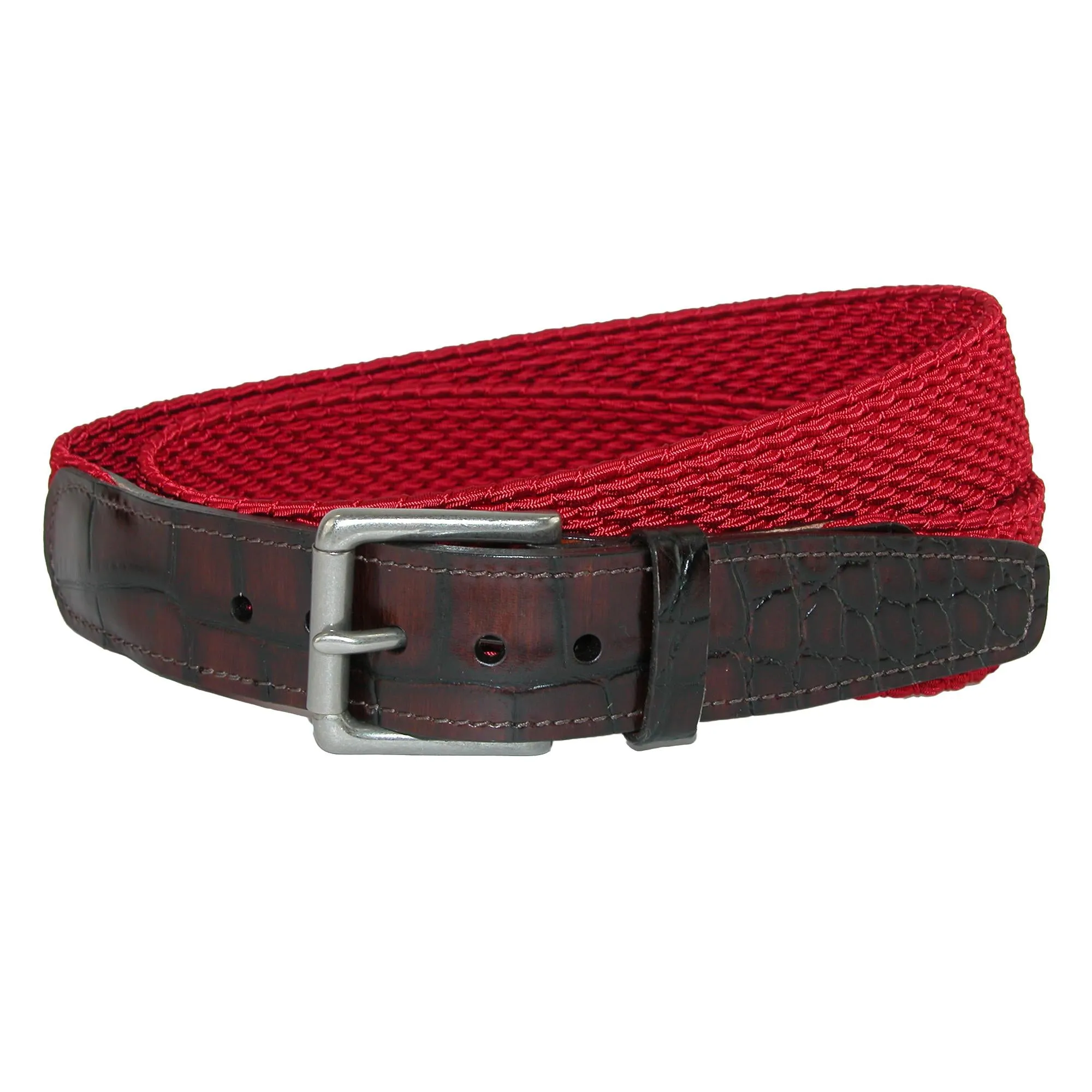Hampton Stretch Belt with Croc Print Tabs