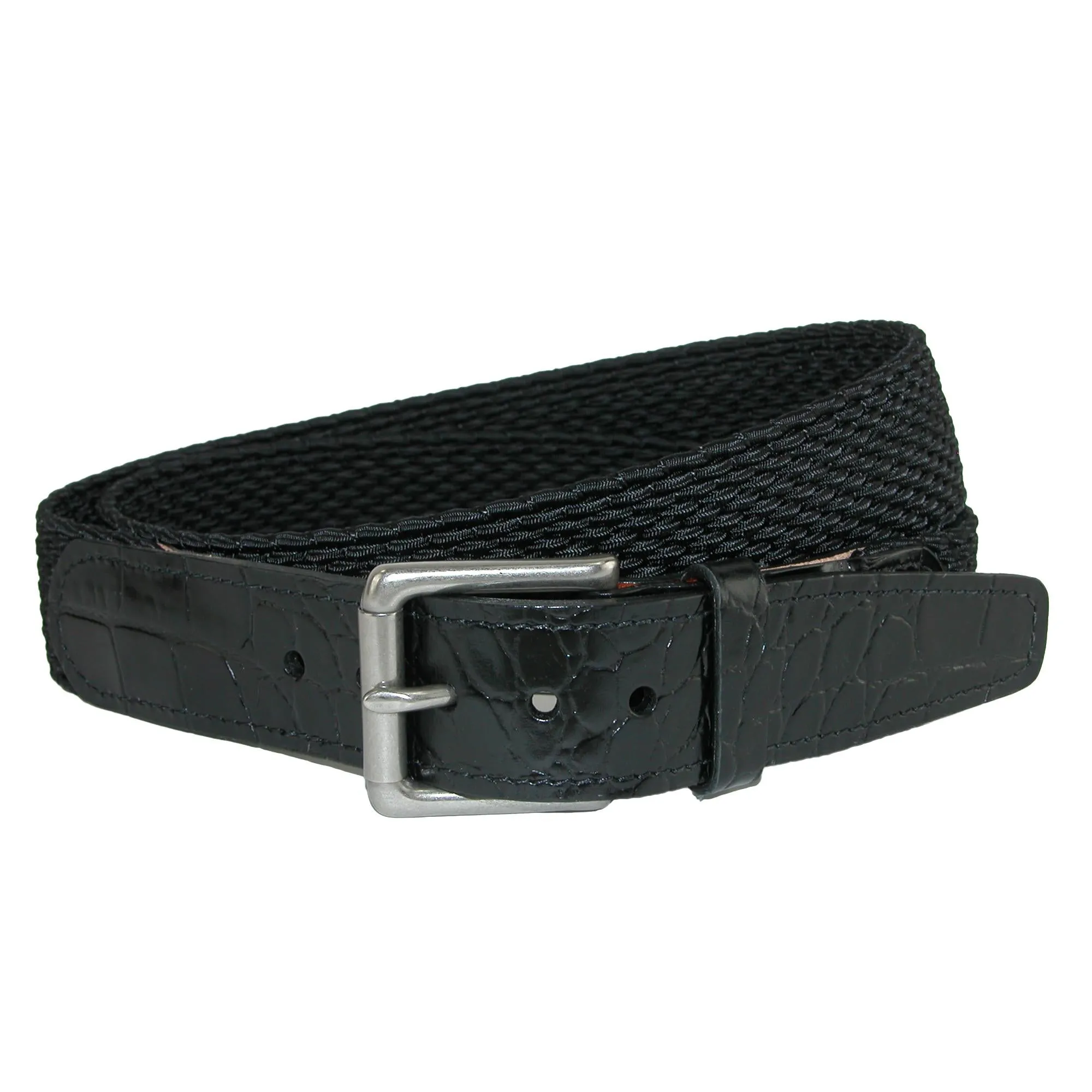 Hampton Stretch Belt with Croc Print Tabs