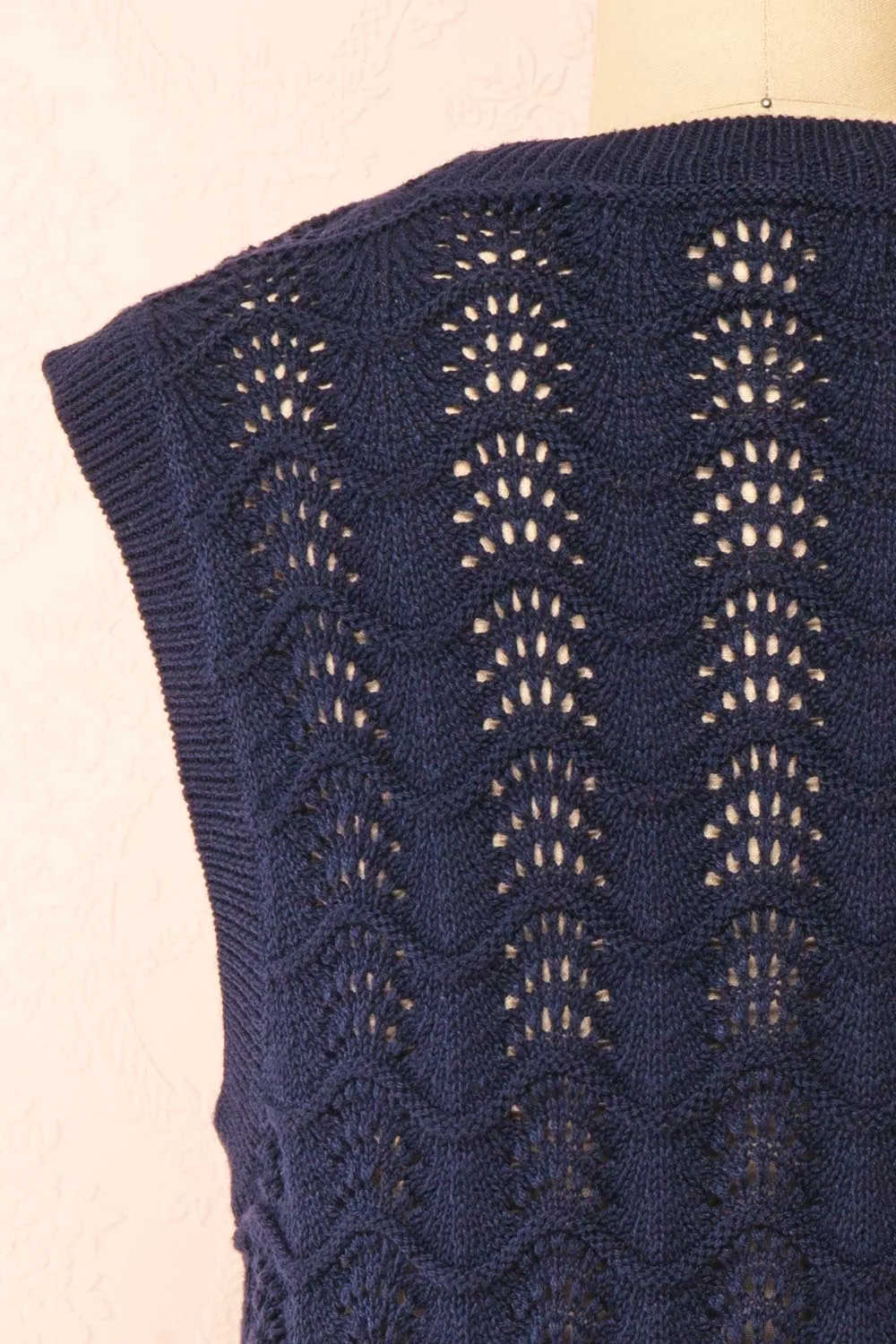 Harim Navy | Openwork Knit Sweater Vest