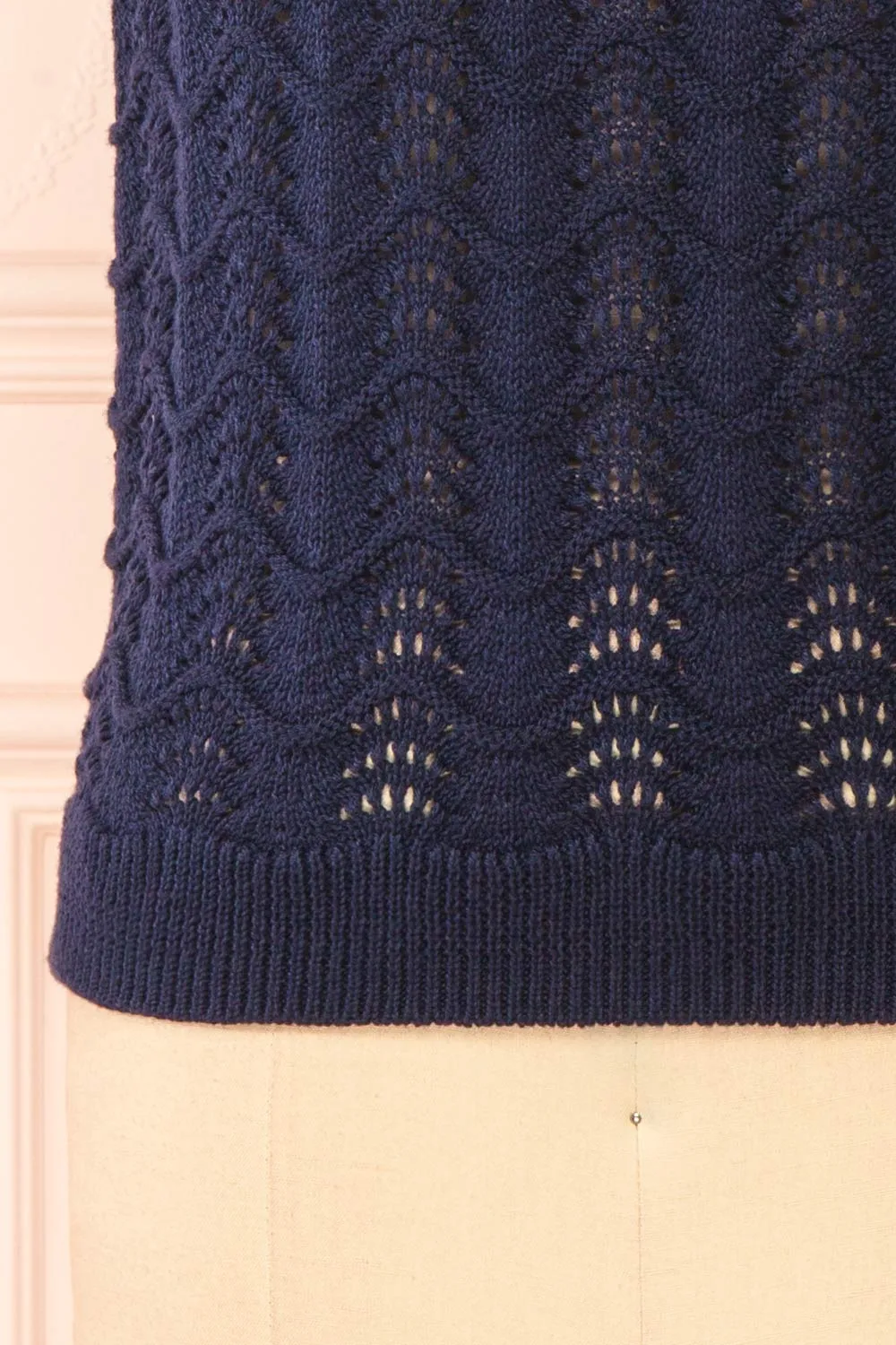 Harim Navy | Openwork Knit Sweater Vest