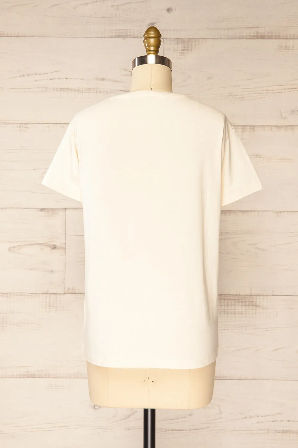 Haworth | Beige T-Shirt w/ Green & Pink Flowers