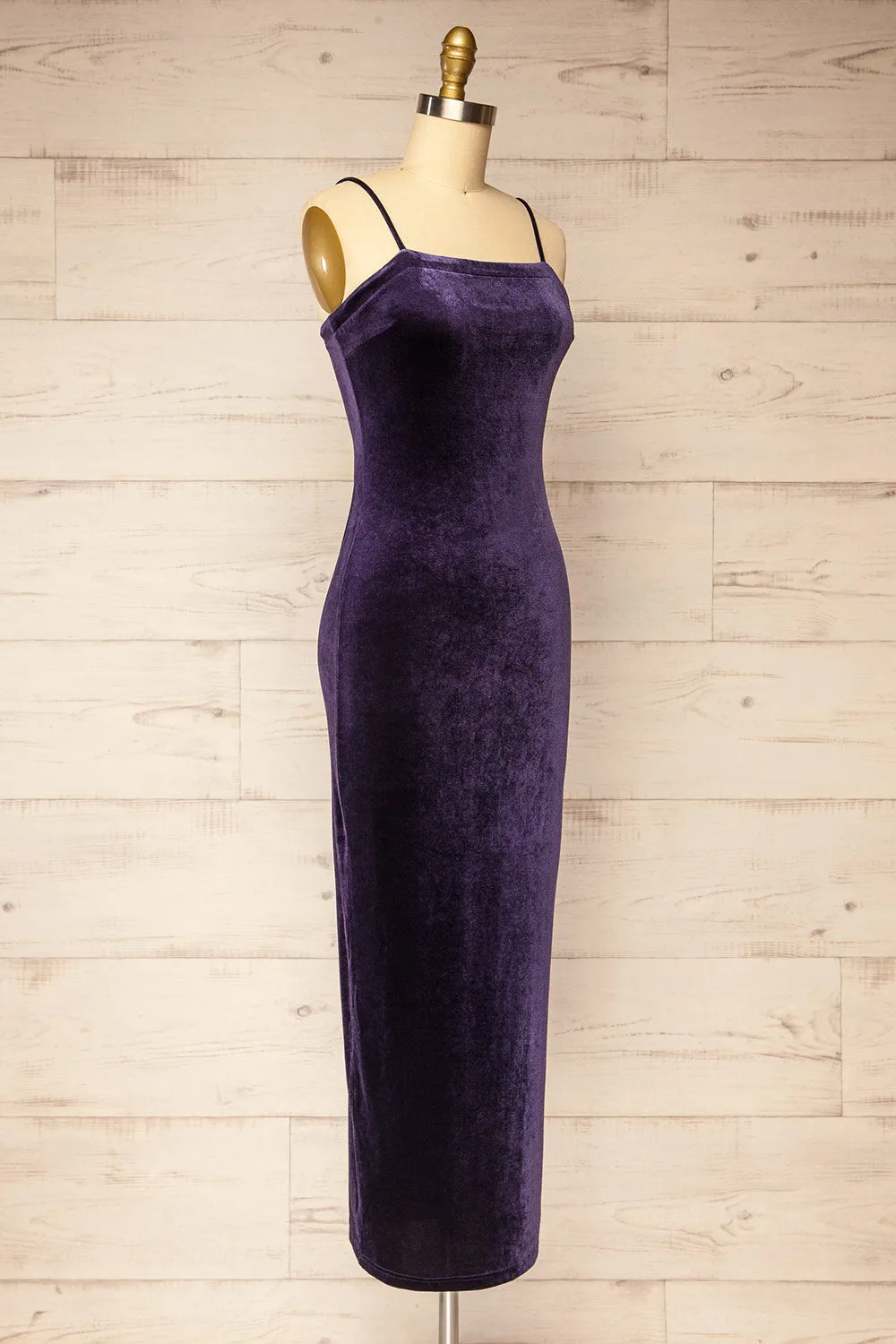 Hiroz | Navy Velours Maxi Slip Dress
