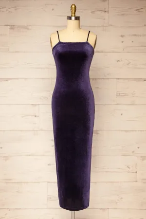 Hiroz | Navy Velours Maxi Slip Dress