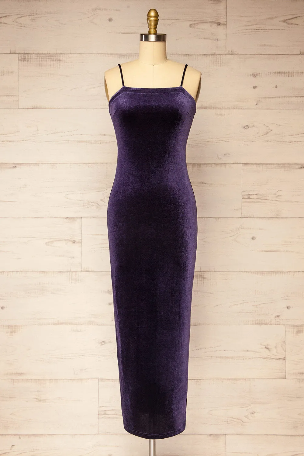 Hiroz | Navy Velours Maxi Slip Dress