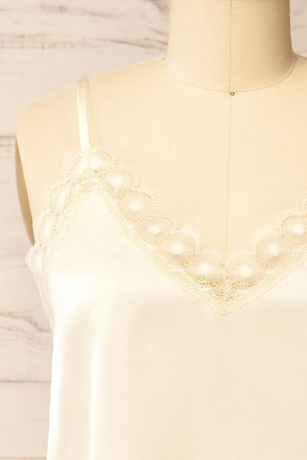 Hwasa Ivory | Satin Cami w/ Lace Trim